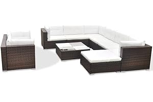 vidaXL Set Divani da Giardino 6 pz Elegante Comodo Robusto Sofa con Tavolino Sedie Poggiapiedi con Cuscini Ecologico in Polyrattan Marrone
