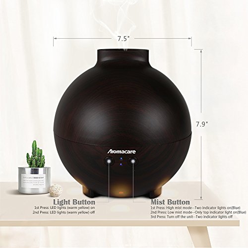 Aroma Diffuser 600ml YFeel Diffusor Luftbefeuchter Oil Düfte Humidifier Holzmaserung für Wohnzimmer, Kinderzimmer, Schlafzimmer, Baby- und Yogazimmer, SPA, Büro usw. (Dunkle Holzmaserung) - 3