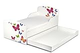 Leomark KINDERBETT 140×70 mit Schublade Funktionsbett Einzelbett mit Matratze Motiv: Schmetterlinge Sehr Einfache Montage, Bettkasten - 2