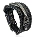 Produktbild LPRWEC 2 Packs persönlichkeit Mode-Design Punk männer Rindsleder Armband einstellbare zubehör weben echtes Leder Armband braun,Black