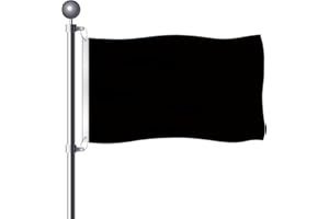 BIGTREE 5ft x 3ft Black Flags and Banners Pennant Double Stitched Vivid Color Plain Black Flags Polyester Decoration for Garden Room Game Parade Sport Events Festival Party 90 X 150cm with Brass Grommets