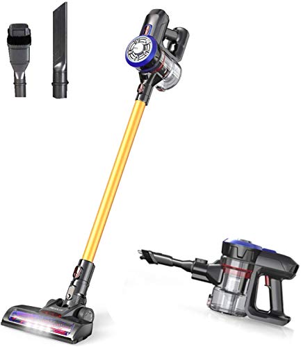 PAVLIT Aspirador sin Cable 12000Pa, Aspirador Escoba 4 en 1, Potente Aspirador Ciclónico Hogar, Cabezal LED, Batería Recargable, 2 Velocidades, Accesorios para Suelo Madera, Alfombra, Pelos de Mascota