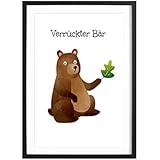 Druck für Kinderzimmer - Verrückter Bär - A4 Größe - ungerahmt