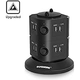 SAFEMORE Extension Lead Power Strip 4 Way 2100J Surge Protected Multi Plug (2500W,10A) with 8 USB Ports (8.4A) &amp; Switches 2M Extension Cord for LED Lamp,Digital Cameras,USB Fan,Bluetooth Earphone