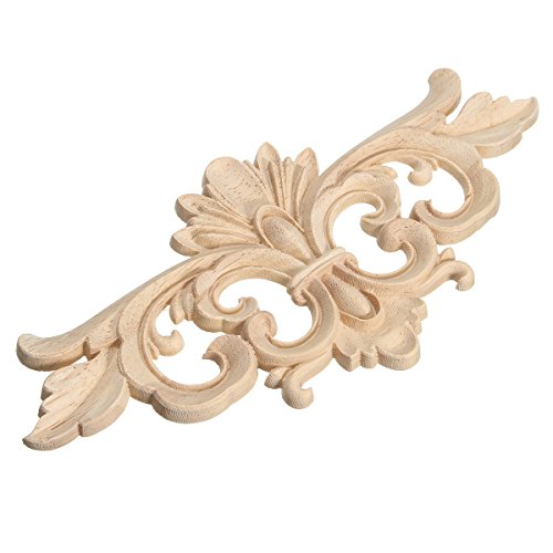 2 Stück Holzornamente Schnitzerei Verziehrung Aufklebe für Möbel Schrank Ecke 22*10cm - 2