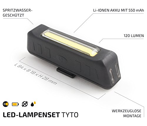 OWL VISION Lightbar – Beleuchtungsset TYTO mit USB Ladefunktion – ultra kompaktes LED Sicherheitslampen Set - 3
