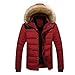 Produktbild Herren Daunenjacke Daunenmantel Elecenty Wintermantel Winterjacke Sweatshirt Langarm Steppjacke Oberbekleidung Slim Top Outwear Männer Sweatjacke mit Kapuze Mantel Pelz Halsband (Rot, M)