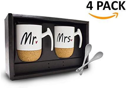 Mr &amp; Mrs – Coffee Mugs Set with Cork Bottom (Couple)