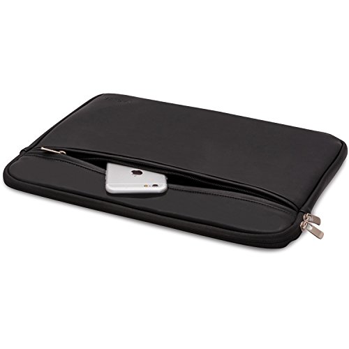 CASEZA Boston MacBook Pro 15 Kunstleder H  lle Schwarz - Edle PU Leder Tasche Sleeve f  r das Apple MacBook Pro 15 - - Laptoptasche passt auch f  r 14