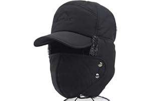 IPENNY Unisex Winter 3 in 1 Faux Fur Ski Hat Neck Warmer Ear Flap Thermal Windproof Trooper Trapper Hat with Removable Full Face Cover Skiing Cycling Hat