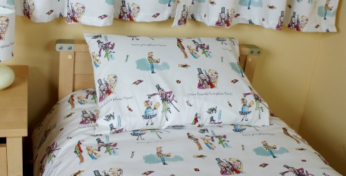 Roald Dahl - Charlie and the Chocolate Factory - Golden Ticket - Cot Bed / Junior Duvet Cover & Pillowcase - Cotton - UK Made