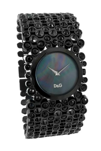 D&G Ladies Risky Quartz Watch DW0245 with Black Analogue Dial, Black Ip Case and Bracelet With Stones