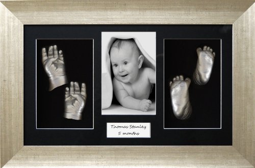 Large Twins / Siblings Baby Casting Kit with Vintage Antique Silver Frame, Silver paint by BabyRice