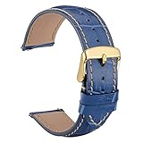 WOCCI Schnellverschluss Alligator Geprägtes Uhrenarmband 20mm mit Schnalle Gold, Ersatz Zubehö (Blau)