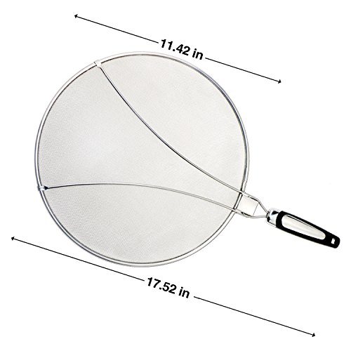 Philonext Edelstahl-Spritzer-Schirm-Schutz Mit Silikon-Klappgriff Anzug für viele Töpfe Pfannen Praktische Küchen Bratpfanne Öl Proofing Deckel - 3