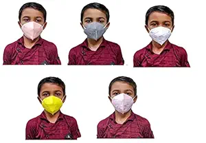 KIARVI GALLERY Kids N95 face mask Reusable Washable 5 Layer With Melt Blown Fabric Without Valve anti-pollution Face mask for kids and Children 3 to 10 Year (Pack of 20 Multicolor)