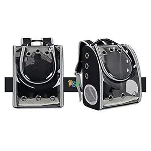 PSK PET MART Pet Carrier Bag Breathable Dog Outdoor Travel Transparent Backpack (Black)