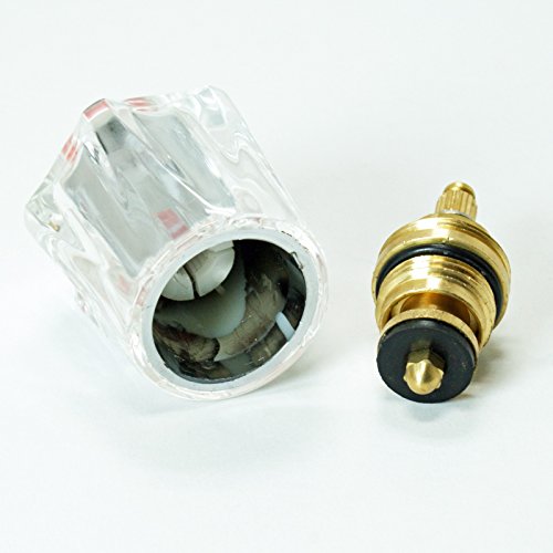 Stabilo-Sanitaer Hahnoberteil 1/ 2 Zoll rot Ventil Oberteil Messing Warmwasser mit Acryl-Griff Ersatzteil Armatur Wasserhahn - 5