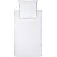 AmazonBasics Parure de lit en microfibre, blanc brillant, 140 cm x 200 cm/65 cm x 65 cm x 1