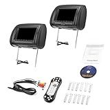 Zwei Kopfstützen sind enthalten. Die Hauptkopfstütze ist mit einem Frontlader-DVD-Player ausgestattet, der beide Kopfstützen abspielt. (Bei der zweiten Kopfstütze handelt es sich um einen eigenständigen Videomonitor, der alles auf dem Hauptmonitor wiedergeben kann.)