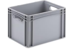 DIE BOX FABRIK Eurobehälter 400x300x270mm | geschlossene Box | Aufbewahrungsbox | Kunststoff Kisten | Lagerbehälter mit Griffen | robuste Stapelbox | Eurokiste | Mehrwegbehälter