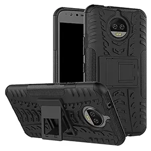 MOBIRUSH Rubber Defender Hybrid Kickstand Pouch Back Case Defender Cover for Moto G5S Plus, Black