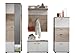 Produktbild trendteam Garderobe Garderobenkombination 4-teiliges Komplett Set Campus, 223 x 190 x 38 in Weiß, Absetzung Eiche San Remo Hell (Nb.)