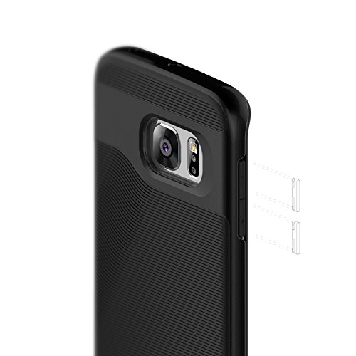Caseology Funda Galaxy S6 Edge   Serie Wavelength  Fina Cubierta Protectora de Doble Capa con sujecion Texturizada  Negro - Black  para Samsung Galaxy S6 Edge  2015 