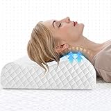 NOFFA Oreiller Ergonomique à Mémoire de Forme, Oreiller Cervical avec Différentes Hauteurs aux Deux Extrémités, Housse Hypoallergénique Lavable en Fibre de Coton (60 * 38 cm)