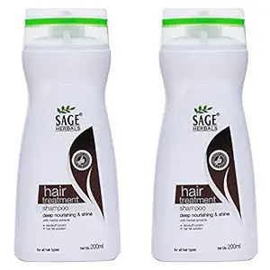 Sage Herbals Hair Treatment Shampoo for Hair Fall Control, Dandruff Control & for Healthy Hair Growth, Deep Nourishing and Shine Shampoo, 200ml, Pack of 2
