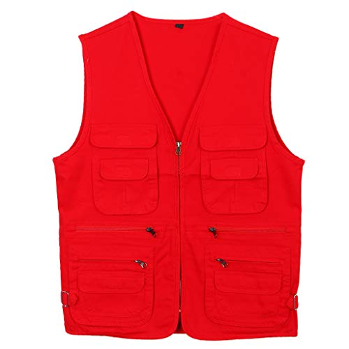 B Baosity Cotton Fishing Vest Waistcoat Sports Vest Photography Jacket Gilet with Adjustable Metal Buckles on Both Side L-3XL