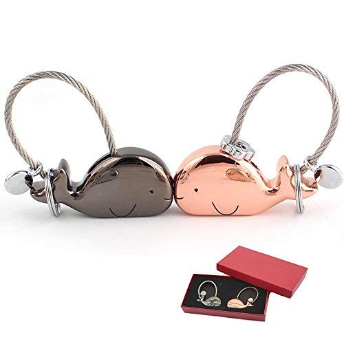 Waalvis 1 par monada Parejas Llaveros, Gracioso Ballenas Llavero Regalo Romántico para de San Valentín, Navidad, Boda,aniversario, Elegantes y Geniales Eonjunto de Auto Llavero para Mujer y Hombre