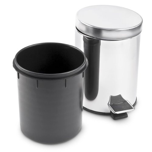 Relaxdays Treteimer 3 L aus Edelstahl H x D: 25,5 x 17 cm Abfalleimer in Metall-Optik als Abfallbehälter und Tretmülleimer für Küche und als Kosmetikeimer im Bad Tretmülleimer, silber - 4