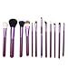 12 Make up Brushes Purple Leather Cup Set - Goat /Pony /Synthetic Hair, Aluminium Ferrule, Natural Wood Handle [version:x9] by DELIAWINTERFEL
