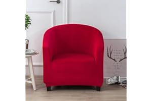 Surwin Sesselbezug Elastische Sesselschoner, Einfarbig Sesselüberwurf Universal Chair Schonbezug Sofabezug für Clubsessel Lounge- & Cocktailsessel (One Size,Rot)