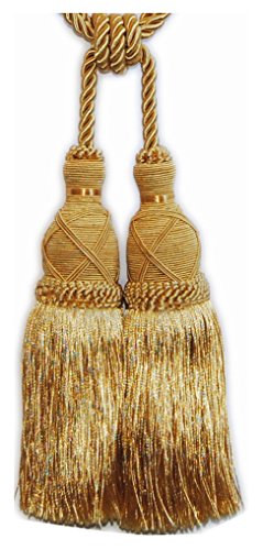 Doppelquaste 200mm - Raffhalter Gardinen /Vorhänge + Kordel Honig - Quasten Gardinen Vorhang Avideso