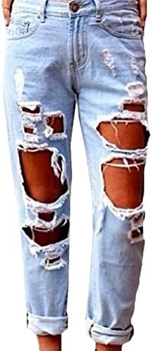 Scothen Women's Jeans Stretch Pants Torn High Waist Jeans Pants Skinny Highs Pants Jeans Pants Torn Ripped Pants High Waist Stretch Skinny Pencil Pants Leggings Ladies Cutted Knee Leggings