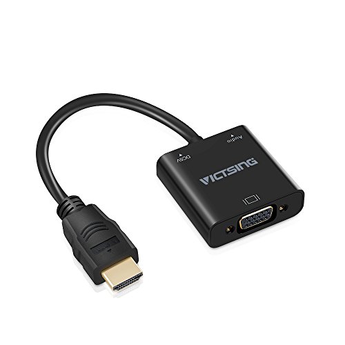 [Vergoldete] VicTsing 1080P HDMI auf VGA male zu female Video Audio Adapter-Kabel Converter mit Micro-USB und 3,5 mm Audio-Anschluss&Kabel für PC Laptop-DVD, Raspberry Pi und andere HDMI-Eingabegeräte