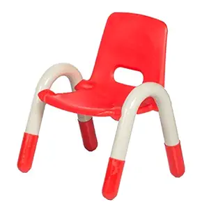 Geometry Furniture Plastic Kids Chair with Comfort Sitting for Home, Classroom, Daycare Center Use (Red)