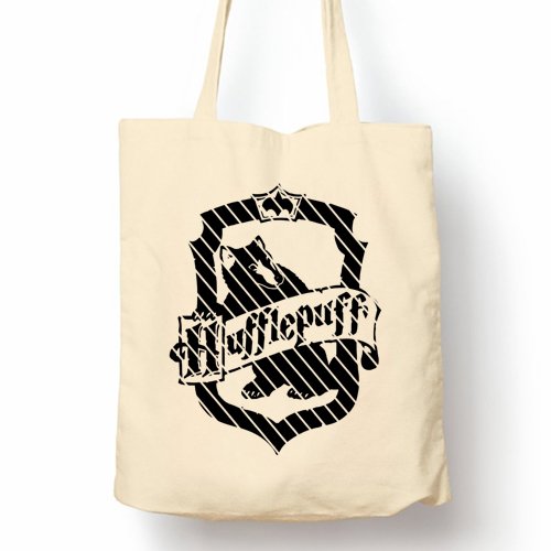 Hiros®Harry Potter Themed Hufflepuff crest , Canvas Shopper Tote Bag , Environmentally Eco - Friendly Shopping Bag, Gift for anyone. Natural Cotton Shopping Tote Bags.