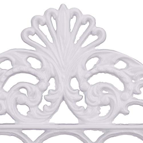 Relaxdays Garderobenleiste aus Gusseisen, 5 Haken, Antiker Landhausstil, HBT: ca. 17 x 35 x 3,5 cm, Hakenleiste, weiß - 4