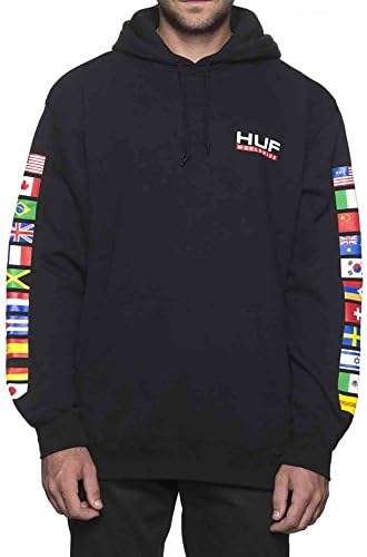 Huf Stadium United Hood In Black - Men's Skatewear Graphic Pullover Hoodie XL (Extra Large)