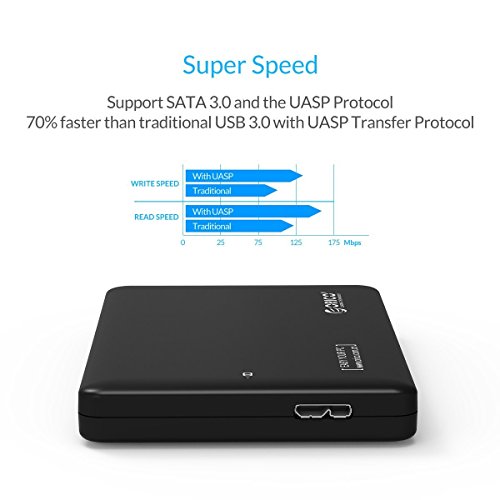 ORICO 9,5mm&7mm 2,5″ SATA SSD HDD USB 3.0 Externes Festplattengehäuse mit USB3.0 Kabel(60CM) Werkzeuglose HDD Installation - 5