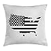 Produktbild Donnay American Flag Throw Pillow Cushion Cover, United States Political Map with National Flag Ornate Print, Decorative Square Accent Pillow Case, 20 X 20 Inches, Pearl Charcoal Grey White