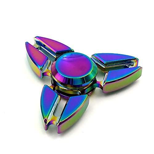 Alloy Metal Fidget Hand Spinner Toy,Kingko Rainbow Triangle Spinner Fidget Toy High Speed Copper Finger Spinner EDC Focus Stress Relief Toys Multicoloured