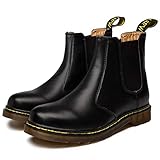  Zkyo Chelsea Boots Damen Herren Kurzschaft Winter Stiefel Warm Gefüttert Ankle Stiefeletten Rutschfeste Worker Boots Größe Schwarz 38