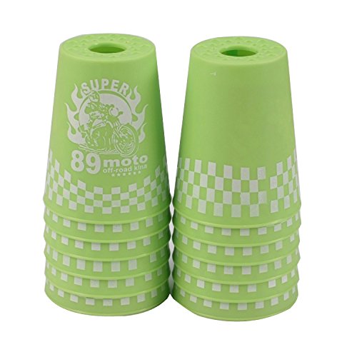 Dodolive®12Pcs Sport Stacking Cup Flyingcup Athletics Toys Sports Educational Gift Scrawl Design,Green