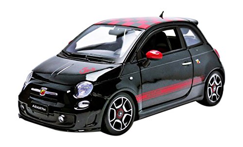 Preisvergleich Produktbild Bburago 12078bk – Fiat 500 Abarth – 2008 – Echelle 1 / 18 – Schwarz / Weiß