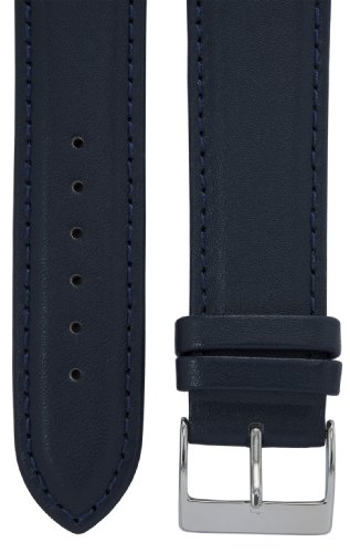 Uhrenarmband 18 mm Leder blau, Länge 75x115mm, Edelstahl-Dornschließe