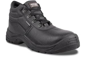 Titan Safety Footwear Mercury SBP SRC Leather Chukka Work Boots, Safety Shoes, Mens Womens Work & Utility Footwear, Steel Toe Cap Boots, Anti-Slip, Lightweight, Black Construction Boots